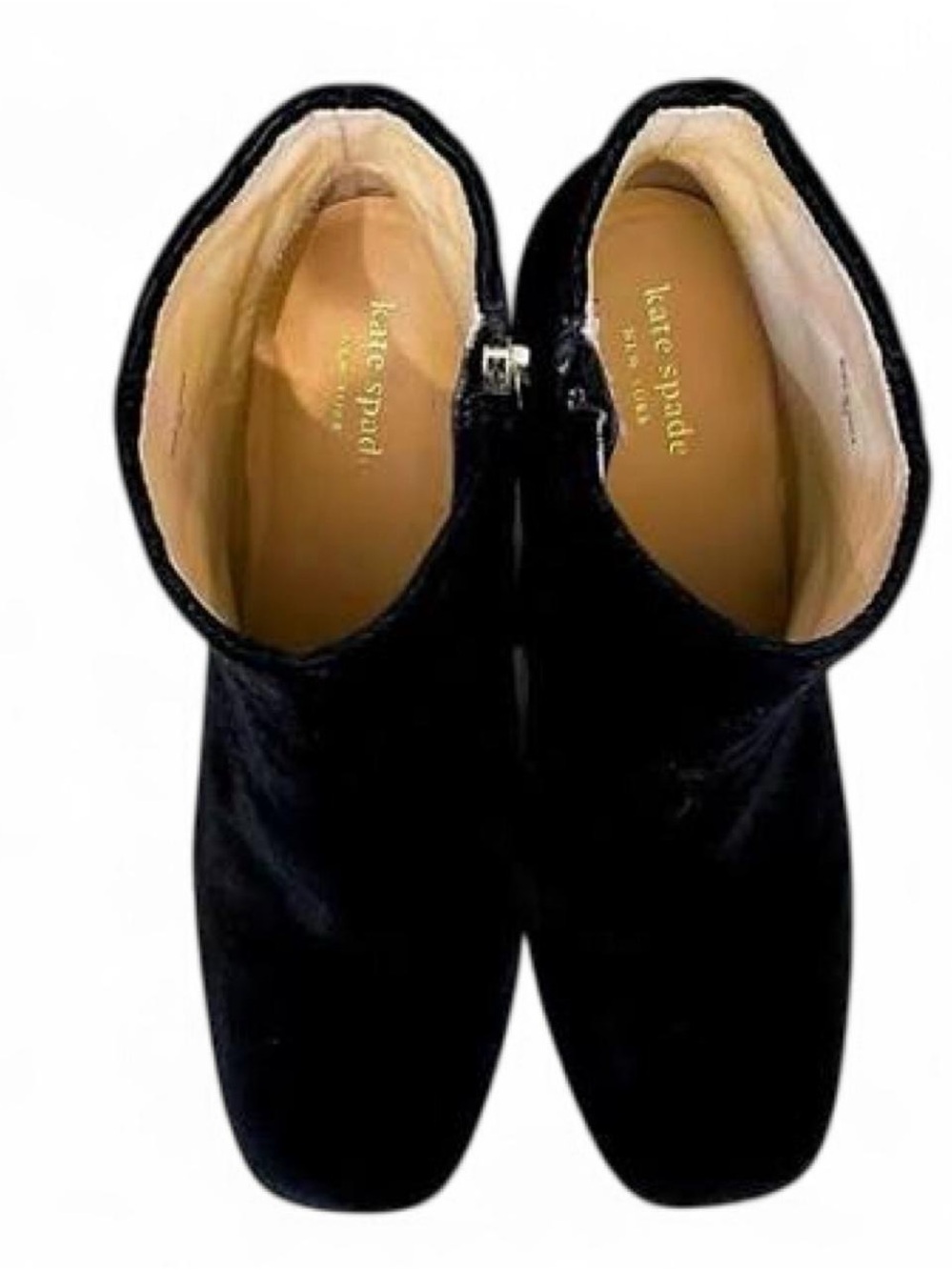 Kate Spade Black Velvet Ankle Booties with Crystal-Studded Block Heels - Picture 7 of 12